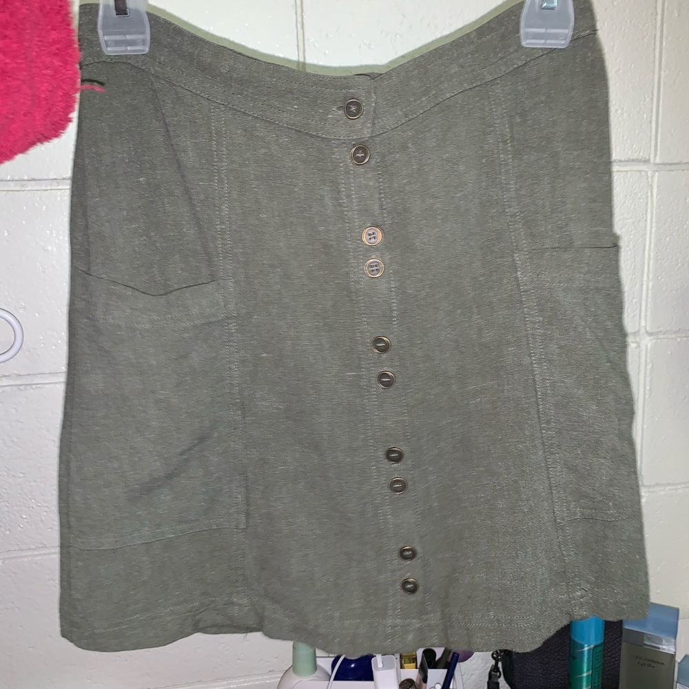 Army green with copper buttons skirt